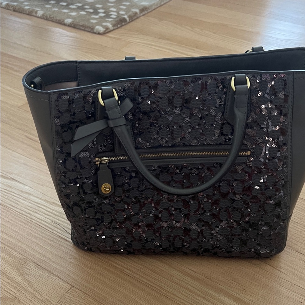 Coach Grey Sequin Tote Bag